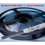 Tira LED Flexible 24V 19,2W/mt 60 Led/mt SMD 5050 IP20 RGBW (Frío, Neutro ó Cálido), Serie Profesional, rollo 5 mts